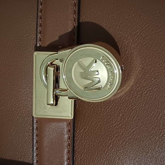 Michael Kors Hamilton Leather Satchel Handbag Caramel Brown Color - Picture 3 of 16